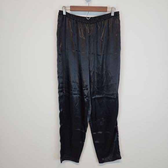 Vintage Ivy & Annabelle Floral Satin Pajama Set Size L Elastic Waist Pants - Picture 4 of 14